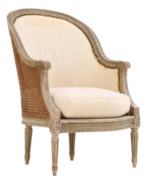 A French Louis XVI Style Painted Bergere Chair, C. 1880.