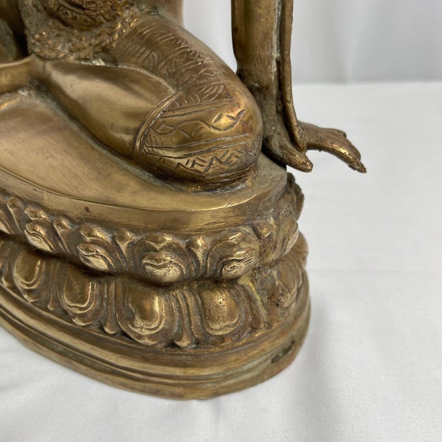 Sculpture a Brass Buddha, India For Sale - Image 9 of 12