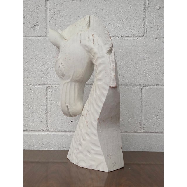 Hand Carved Mid Century Etruscan Style Horse Bust For Sale - Image 4 of 6