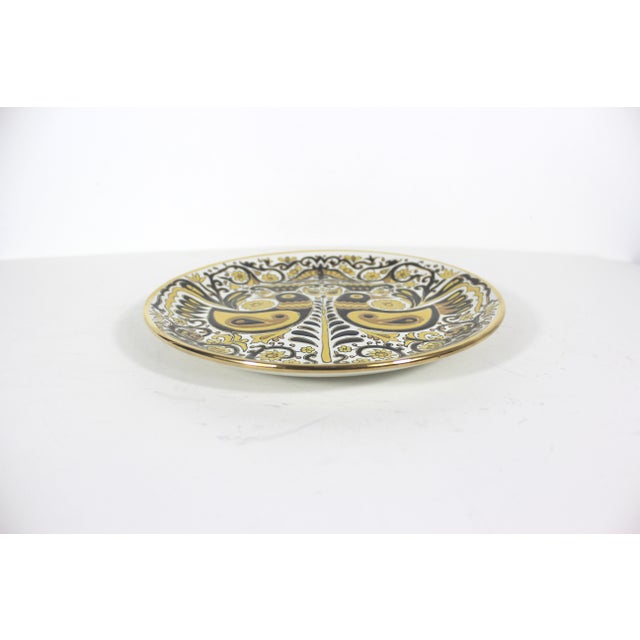 This is a vintage hand made “Nassos” Rodos-Hellas decorative wall plate with yellow and brack birds and gold details. Has...