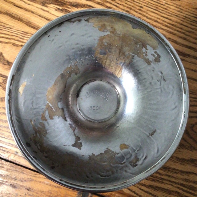 Arts and Crafts Candle Holder Silver Plated by Vintage Rogers Hand Engraved For Sale - Image 9 of 13