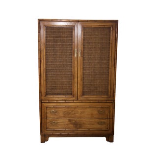Mid-Century Faux-Bamboo Armoire by Lane Furniture For Sale
