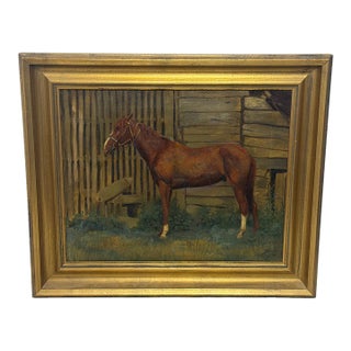 Mid-Century British Equestrian Horse Portrait Attributed to Lionel Ellis, c.1950–60 For Sale