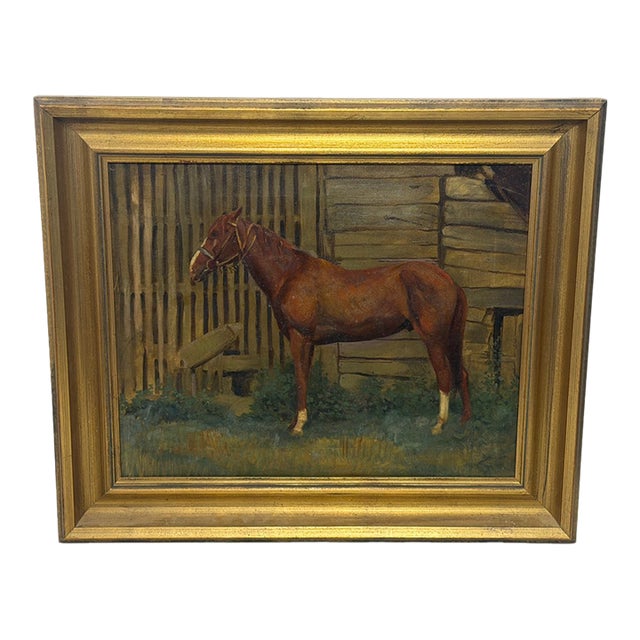 Mid-Century British Equestrian Horse Portrait Attributed to Lionel Ellis, c.1950–60 For Sale