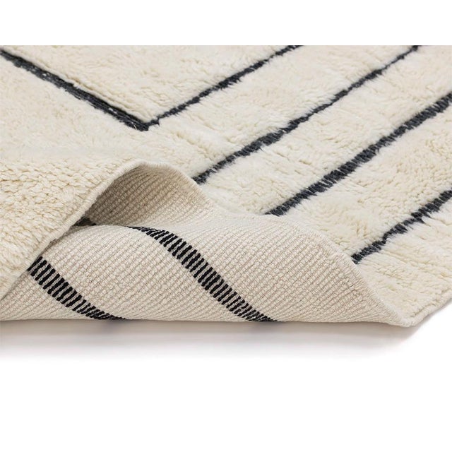 Black Large Hand-Knotted Wool Rug by Azele Studio For Sale - Image 8 of 9