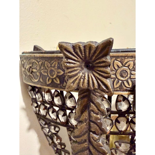 Hollywood Regency Brass and Crystal Sconces, Usa, 1990s For Sale - Image 12 of 13