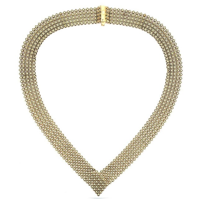 Gold 14k Collar Necklace Wide Multicolor Gemstone Yellow Gold For Sale - Image 4 of 8