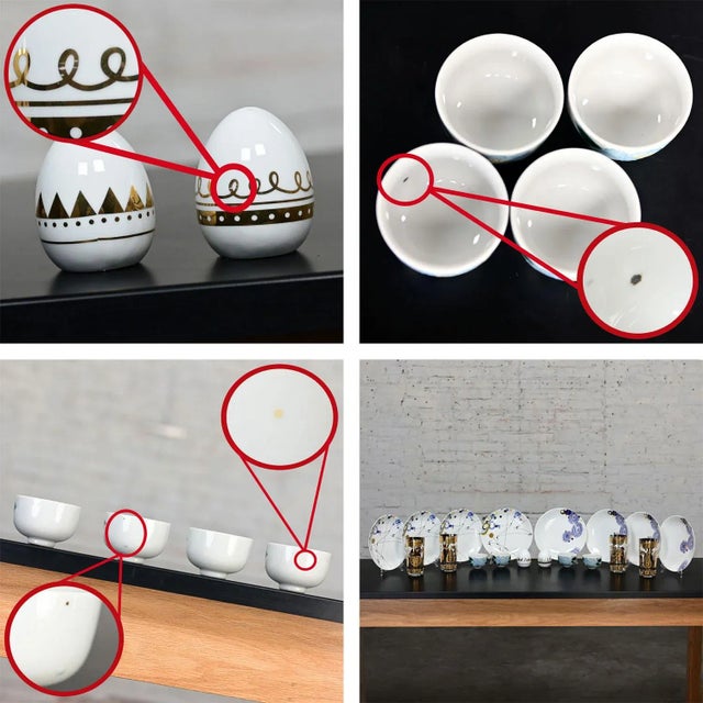 Vintage MCM to Modern Dishware Set 4 Culver Highball Glasses & 8 Dessert Plates by Dana Oldfather for Ink Dish Plus Extras For Sale - Image 9 of 12