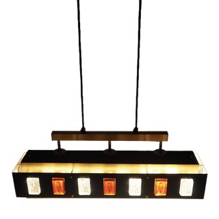 Mid-Century Modern Scandinavian Pendant Lamp in Brass with Lacquered Steel and Glass, 1960s For Sale