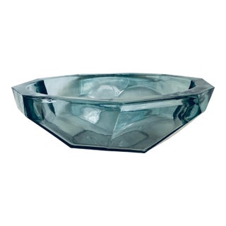Vintage Smoke Gray Octagonal Recycled Glass Bowl For Sale