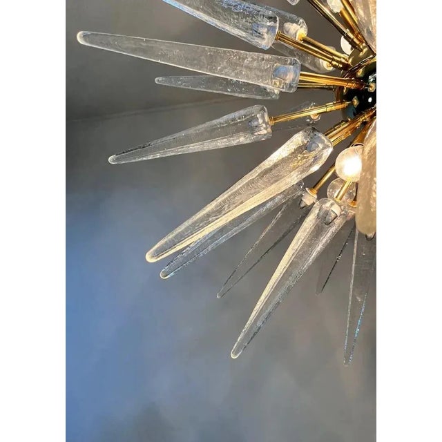 Italian 51-Tip Murano Glass Sputnik Chandelier, Clear Transparent For Sale - Image 11 of 12