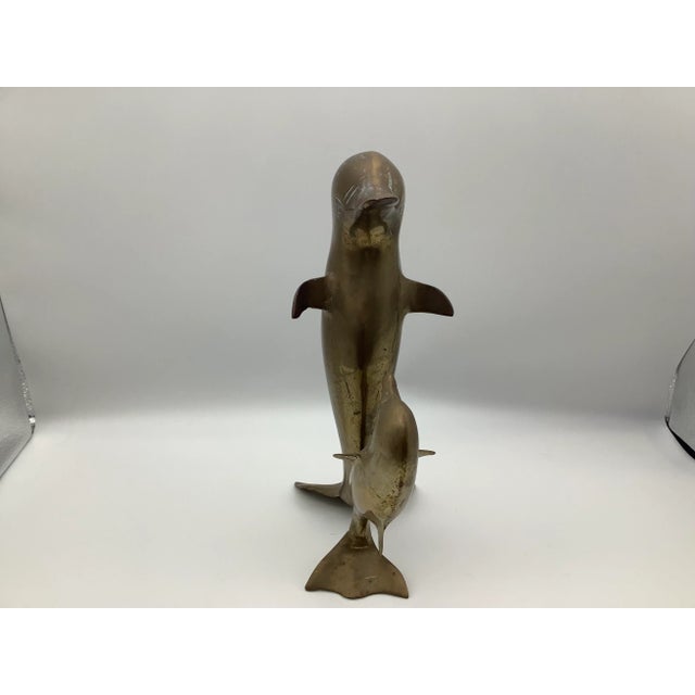 1960s Mom and Baby Brass Dolphins Figurine For Sale - Image 11 of 13