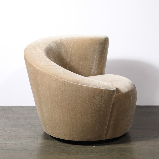 Pair of Swiveling "Nautilus" Chairs by Vladimir Kagan in Luxe Camel Mohair For Sale - Image 10 of 11