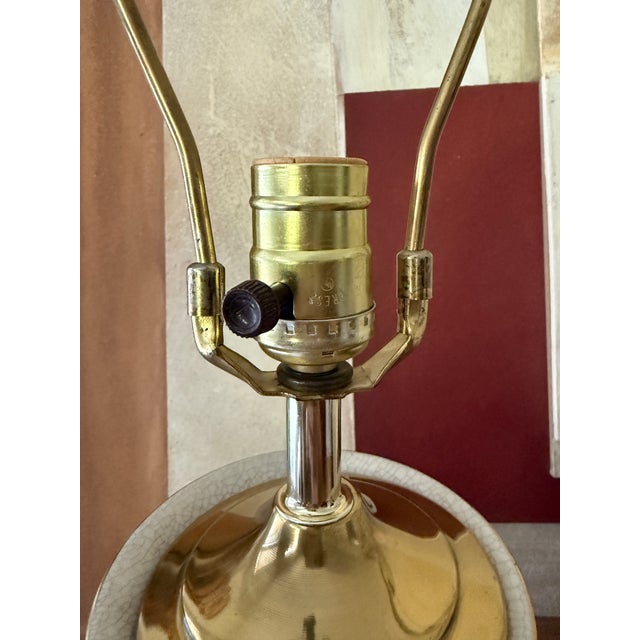 Vintage Asian Peacock Crackle Glaze Table Lamp For Sale In Chicago - Image 6 of 12