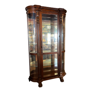 Vintage Hand Carved Display Cabinet Curio With Claw Feet