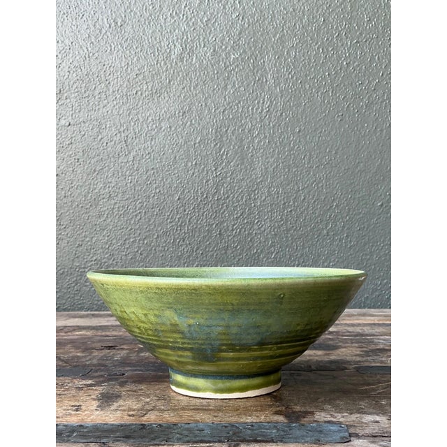 Vintage Studio Pottery Green Bowl For Sale - Image 11 of 15