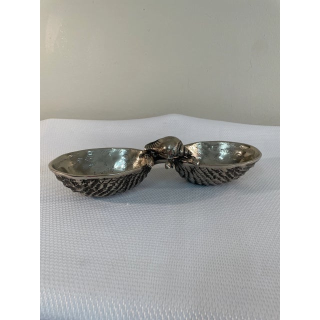 Contemporary Late 20th Century Vintage Pewter Seashell Design Condiment Serving Dish For Sale - Image 3 of 12