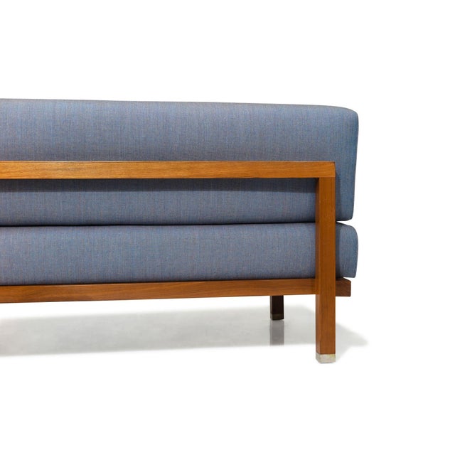 Mid Century Armless Loveseat Settee in Blue Chairish