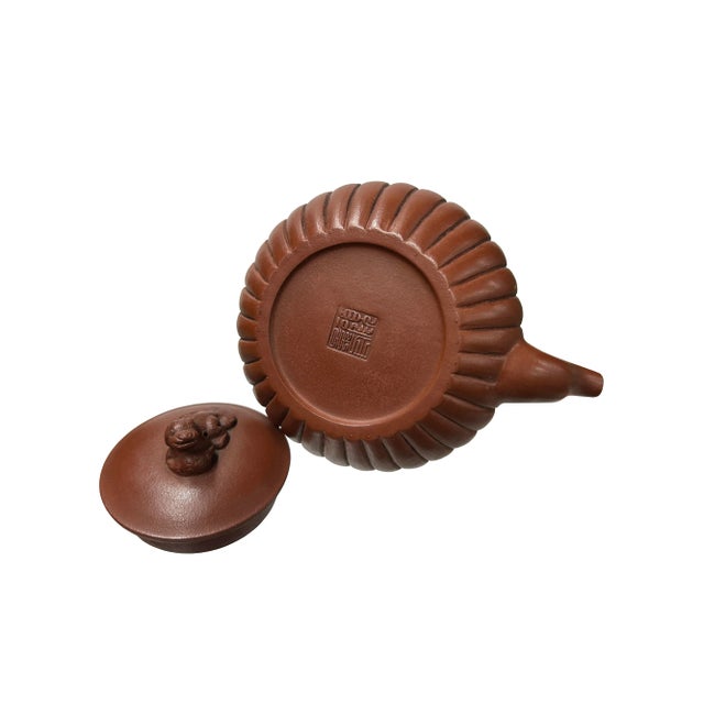 Vintage Brown Pumpkin Puppy Zisha Clay Teapot Art Display For Sale In San Francisco - Image 6 of 7