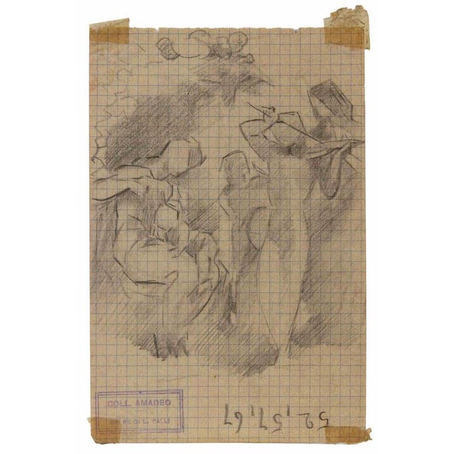 Composition is an original artwork realized by Luigi Galli in the late 19th Century. Pencil drawing on paper. The artwork...