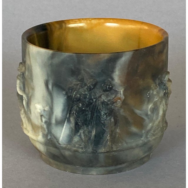 Late 20th Century Slag Glass Urn or Relief-Decorated Vase, Ancient Neo-Classical Bacchanalian Figural Scene For Sale - Image 4 of 10