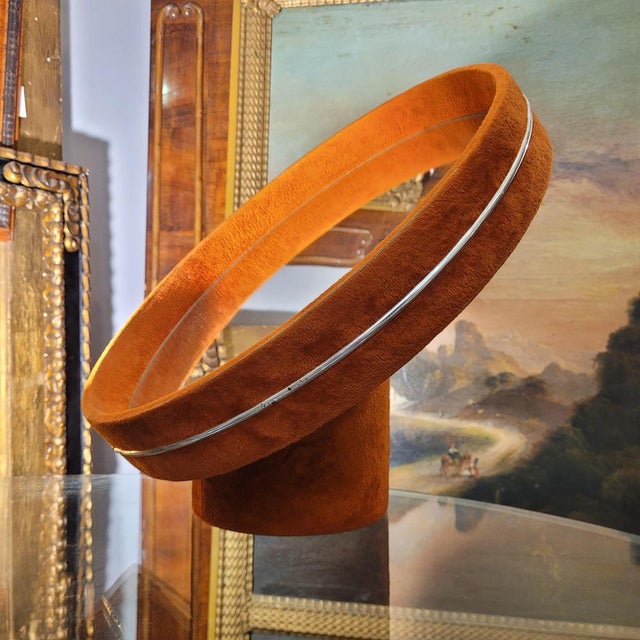 Space Age Dressing Mirror with Orange Velvet Upholstery, 1960s For Sale - Image 3 of 18