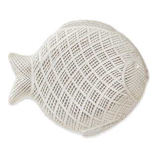 Ceramic Lattice Basket Weave Fish Platter Tray Wall Hanging For Sale