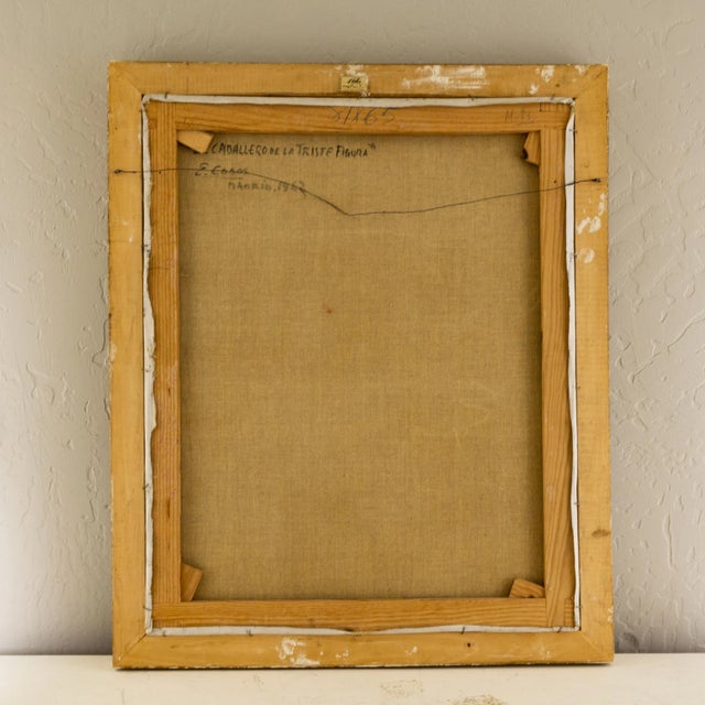 Nocturne E Cobos Don Quixote Portrait Oil Painting | 1962 Framed and Signed For Sale - Image 9 of 13