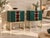 Gold Italian Green and Burgundy Murano Glass Bedside Tables with Brass Frames from Justfurnituress SRL, Set of 2 For Sale - Image 8 of 9