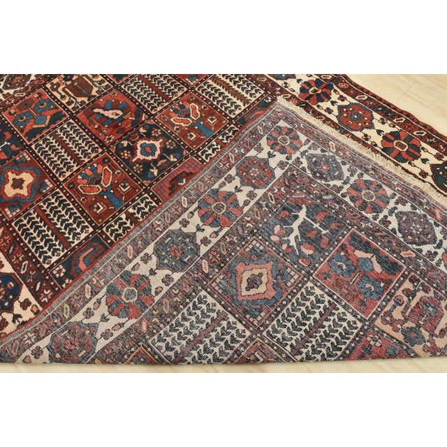Bakhtiari Rug 7’2” X 10’1” Multicolor Wool Semi-Antique Hand-Knotted Carpet For Sale - Image 14 of 15