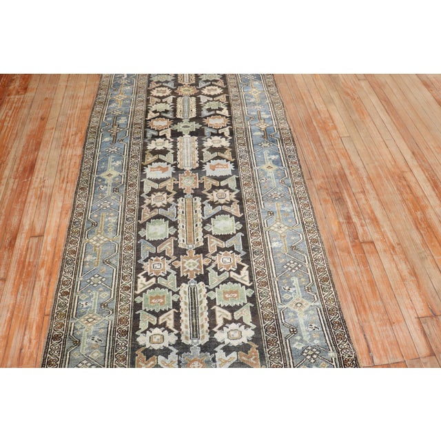 Textile Antique Zabihi Collection Wide Persian Heriz Runner - 3'7" x 15'9" For Sale - Image 7 of 11