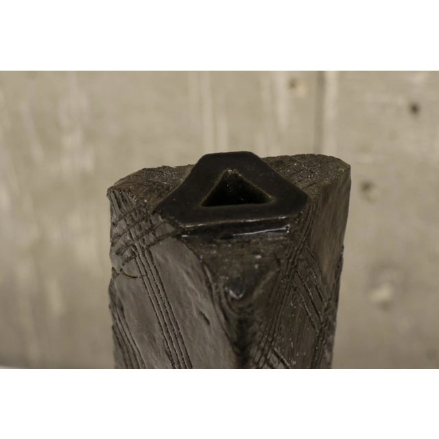 Postmodern Studio Pottery Leaning Triangle Vase For Sale - Image 3 of 4