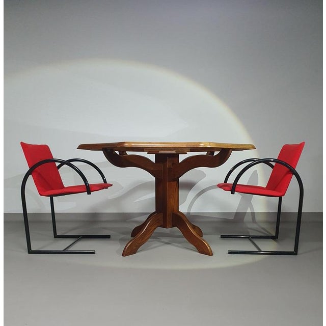 Octagonal oak dining table with inlaid glass top Width 130 cm Height 77 cm