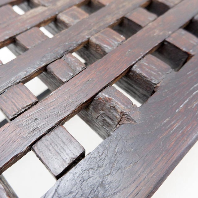 Coffee Table in Openwork Wood with Wrought Iron Legs For Sale - Image 10 of 16