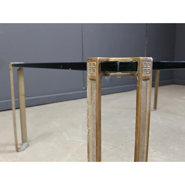 Hollywood Regency Rectangular Glass and Cast Brass T24 Pioneer Coffee Table by Peter Ghyczy, 1970s For Sale - Image 3 of 13