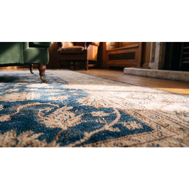 1900s Navy Blue Medallion Traditional Antique Bibikabad Persian Rug 2'5" X 17'5" Wool Carpet For Sale - Image 11 of 11