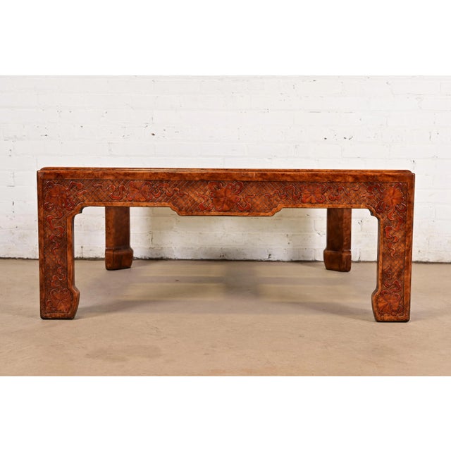 Mario Buatta for John Widdicomb Hollywood Regency Chinoiserie Faux Tortoise Shell Coffee Table For Sale - Image 10 of 12