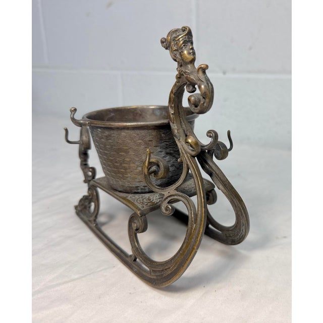 Metal Antique 19th Century Bronze Victorian Sleigh Ring Holder Jewelry Jar Dish For Sale - Image 7 of 14