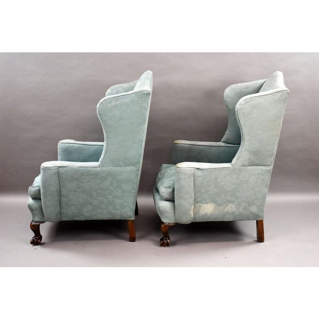Wood Antique Wing Back Armchairs, 1920, Set of 2 For Sale - Image 7 of 8
