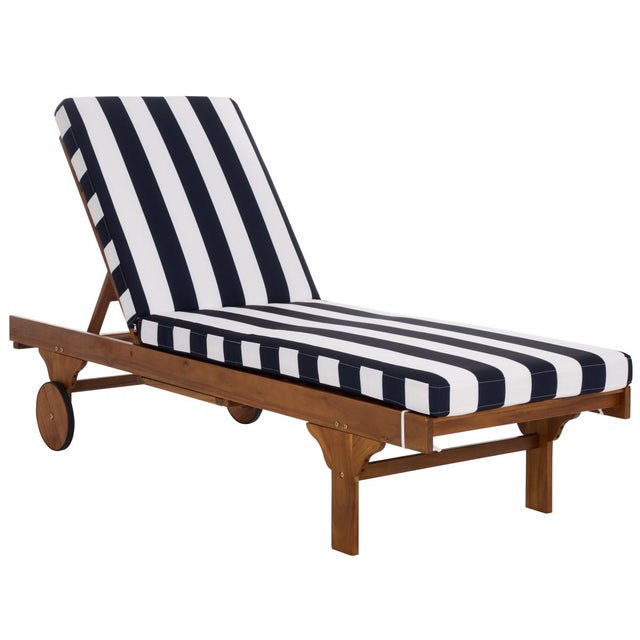 Newport Chaise Lounge, Navy Stripe For Sale - Image 12 of 13
