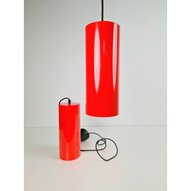 Set of 2 pipeline pendant lamps designed by ole pless jørgensen for nordisk solar in the 1970´s. they are made in a...