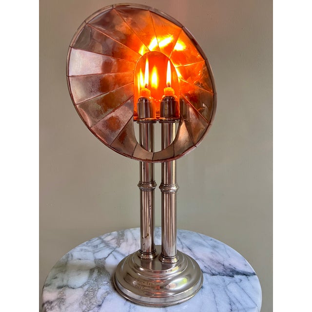 Copper Silver-Plated Reflector Candle Lamp, 1913 For Sale - Image 8 of 12