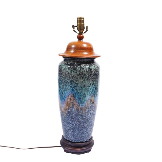 Early 20th Century Chinese Shiwan Stoneware Vase Lamp, C. 1912-20 For Sale - Image 5 of 7