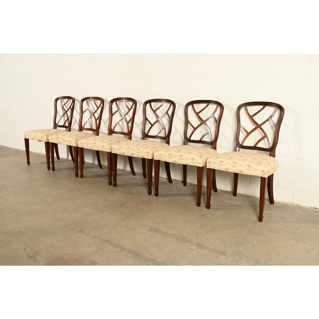 English Kindel Furniture Style Federal Carved Mahogany Dining Chairs, Set of Six For Sale - Image 3 of 13