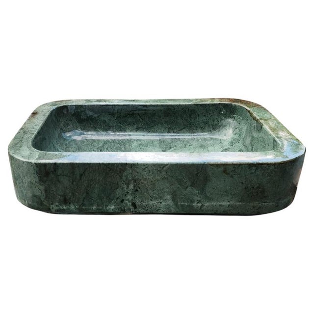 Polished Green Marble Sink For Sale - Image 4 of 6
