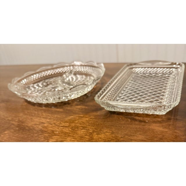 Mid-Century Modern Mid 20th Century Anchor Hocking Wexford Divided Relish Dish and Tray For Sale - Image 3 of 10