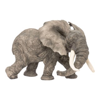 Debra Minette Green Elephant Porcelain Sculpture For Sale