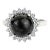 Vintage Inspired Natural Black Star & Zircon Halo Cocktail Ring Size 7.5 For Sale