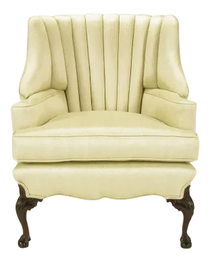 1930s Channel Back Claw Foot Georgian Wingback Chair