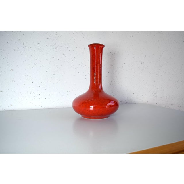 Vintage Ceramic Red Vase from Scheurich Keramik, 1960s For Sale - Image 4 of 5